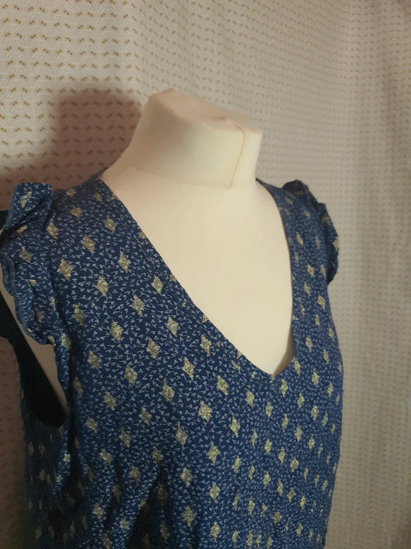 Débardeur bleu doré