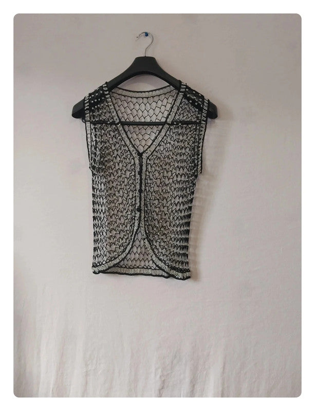 Tee-shirt complètement transparent en bille aluminium et fil cotons