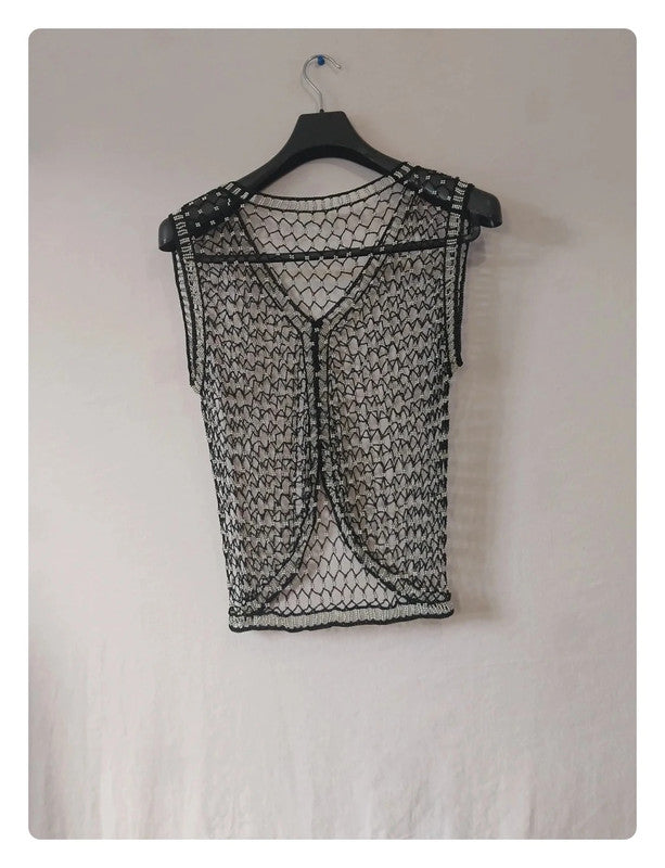 Tee-shirt complètement transparent en bille aluminium et fil cotons