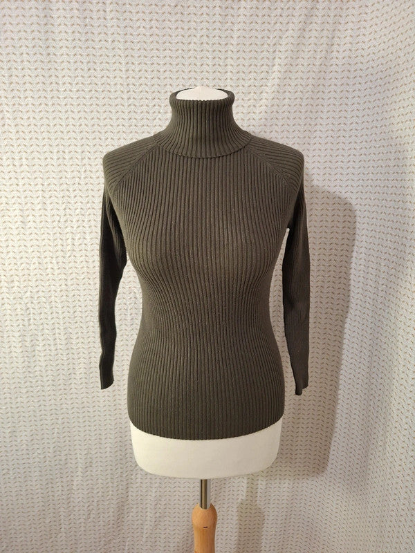 Pull col roulé kaki Vintage Dressing - Taille XS - 34