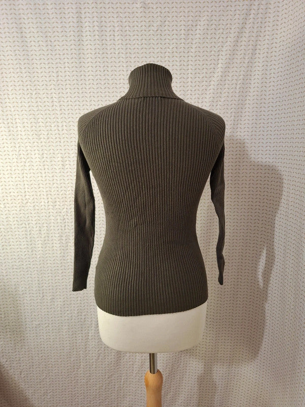 Pull col roulé kaki Vintage Dressing - Taille XS - 34
