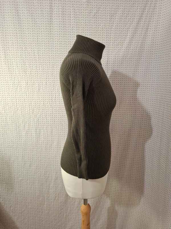 Pull col roulé kaki Vintage Dressing - Taille XS - 34