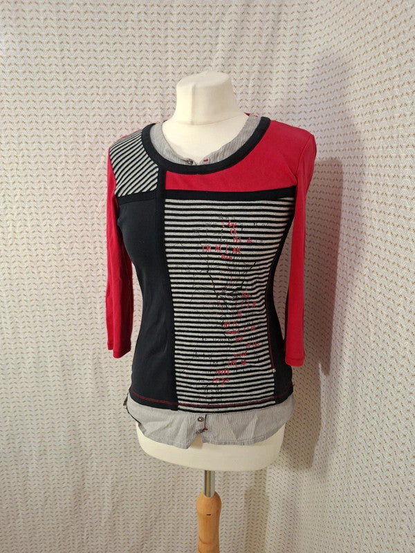 Blouse noir et rouge Armand Thiery - Taille M - 38