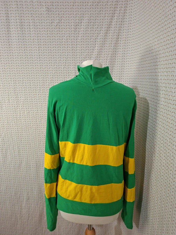 Pull col roulé jaune et vert - marque inconnue - Taille M - 38