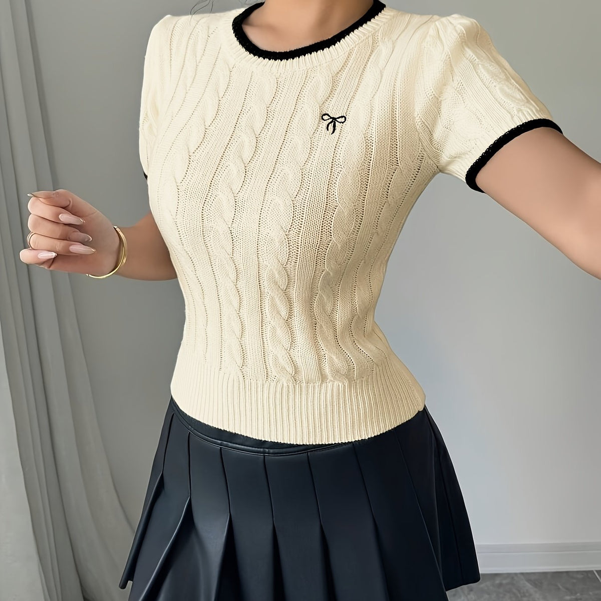 Top en maille rose pastel pour femme #Paris