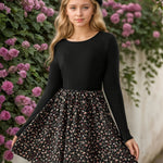 Robe tricotée à patchwork floral pour filles