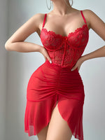 Ensemble de nuit sexy en tulle transparent
