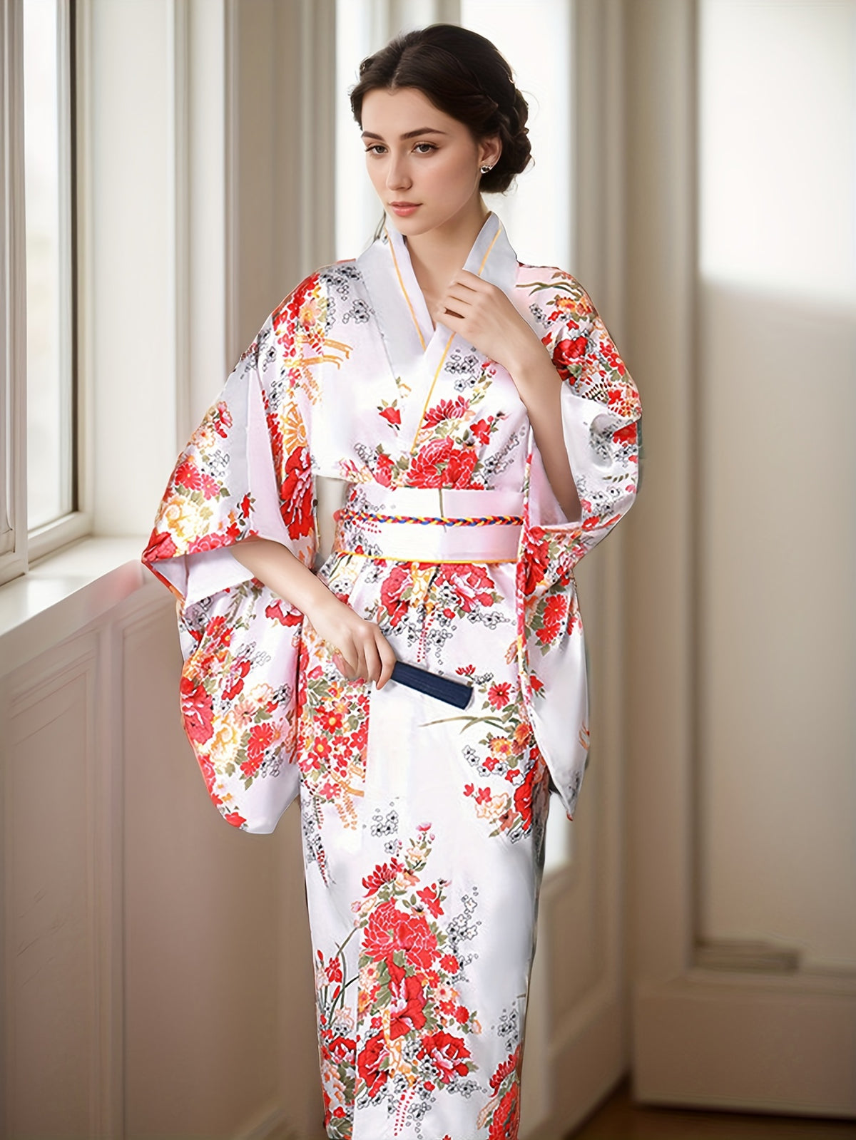 Kimono élégant à imprimé floral pour femme