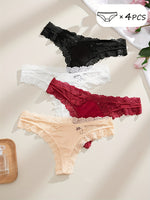 Lot de 4 strings en dentelle avec lanières croisées
