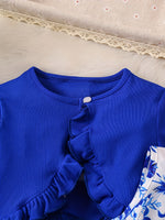 Ensemble romantique bleu floral pour fille