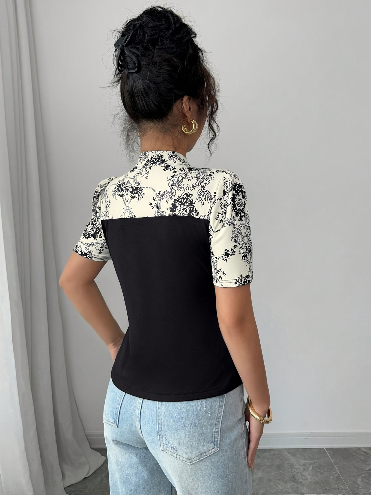 T-shirt femme bicolore noir et blanc #Paris