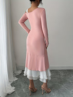 Robe tricotée asymétrique à une épaule avec nœud #Paris
