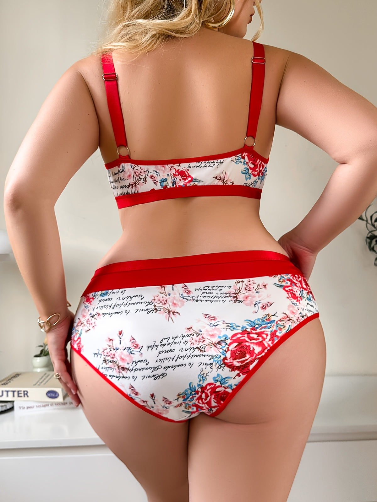 Ensemble lingerie grande taille imprimé fleuri