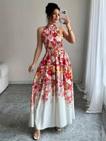 Robe longue élégante à imprimé fleuri