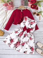 Ensemble fille : robe à bretelles avec nœud