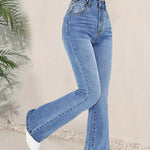 Jean flare taille haute stretch