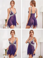 Nuisette sexy en dentelle et tulle transparent