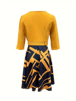 Robe évasée à motif géométrique avec col en V #Paris