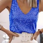 Top à sequins scintillants à col en V