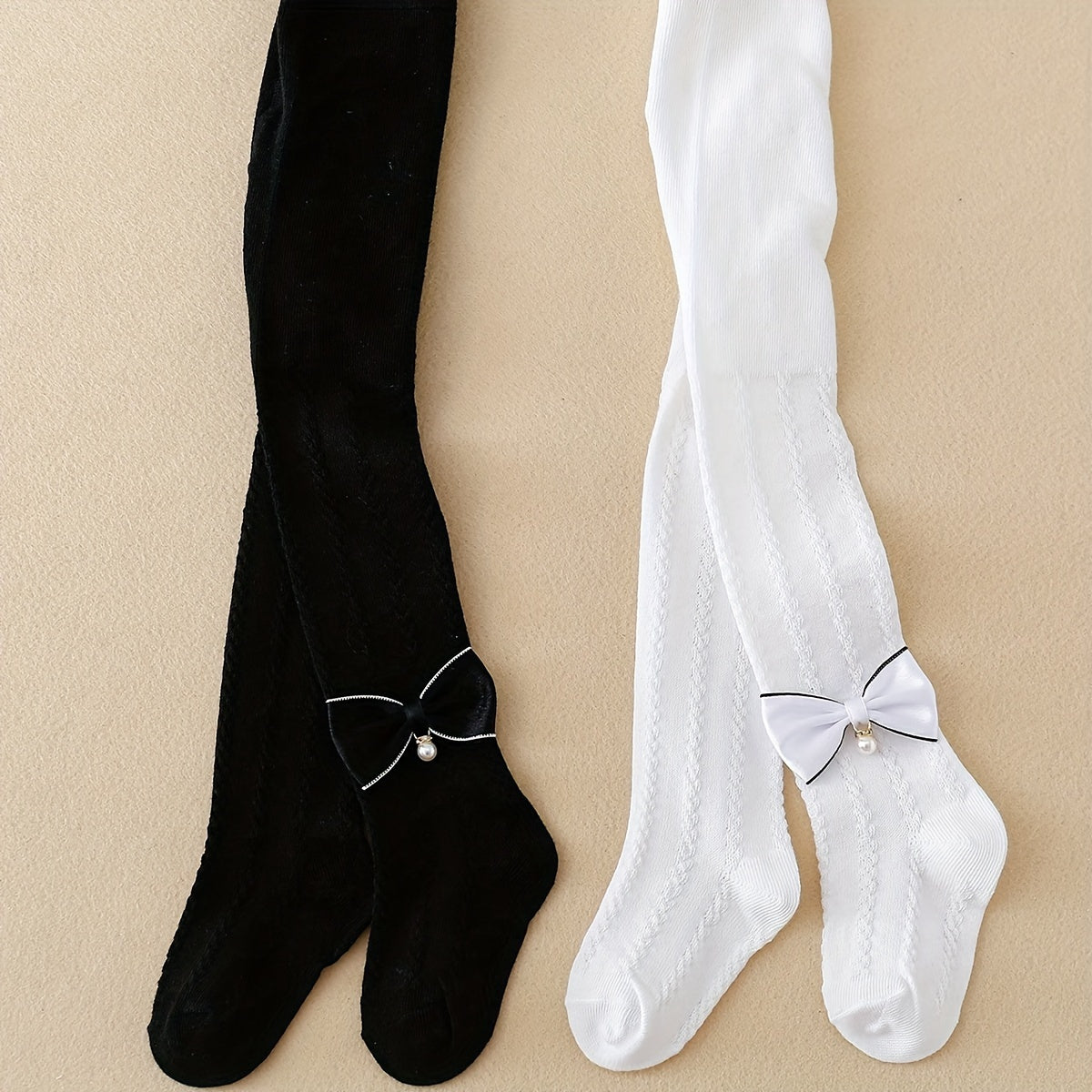 Lot de 2 collants texturés avec nœud
