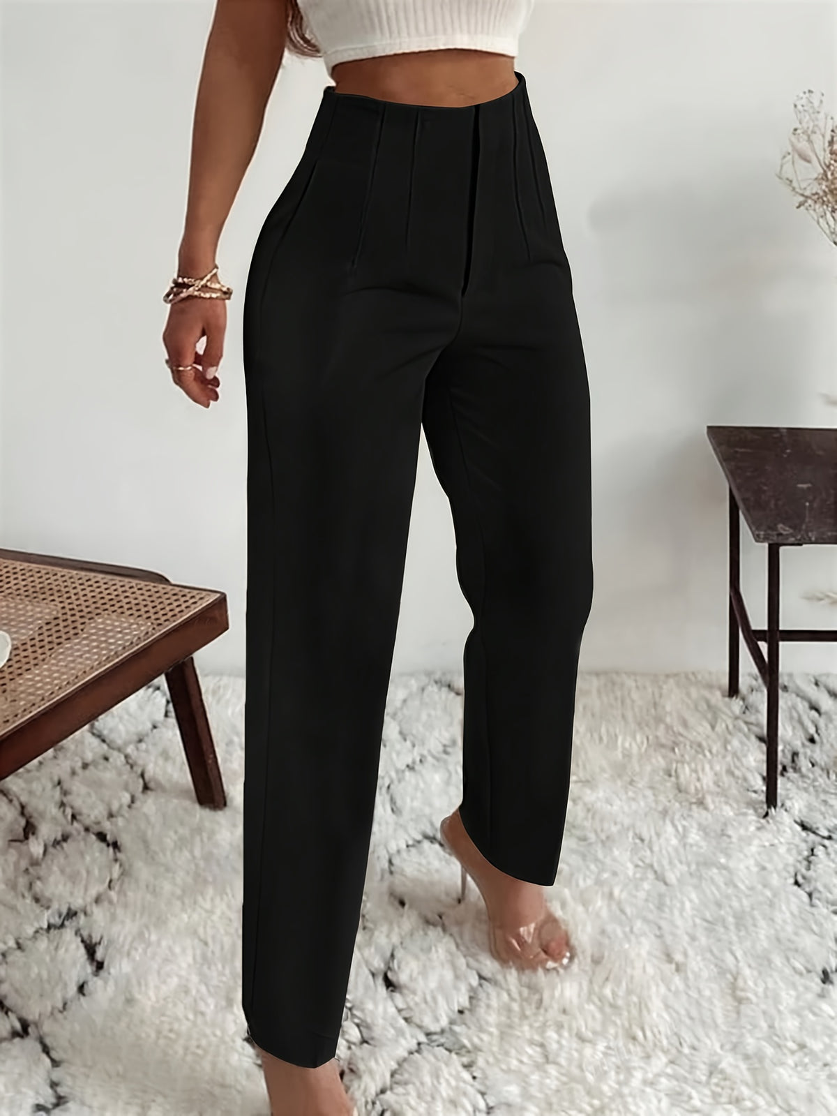 Pantalon taille haute coupe slim