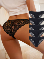 Lot de 5 culottes sexy en dentelle florale