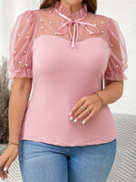 T-shirt élégant femme noir à pois blancs