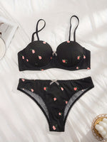 Ensemble Lingerie Floral avec Soutien-Gorge Push-Up