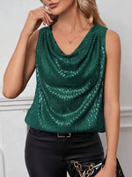 Top à sequins vert en V – l'élégance scintillante pour toutes les occasions