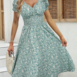 Robe émeraude midi évasée à imprimé floral #collection MONACO 2025