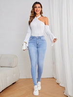 Jean skinny décontracté bleu clair