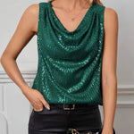 Top à sequins vert en V – l'élégance scintillante pour toutes les occasions