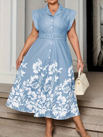 Robe grande taille à imprimé fleuri avec manches