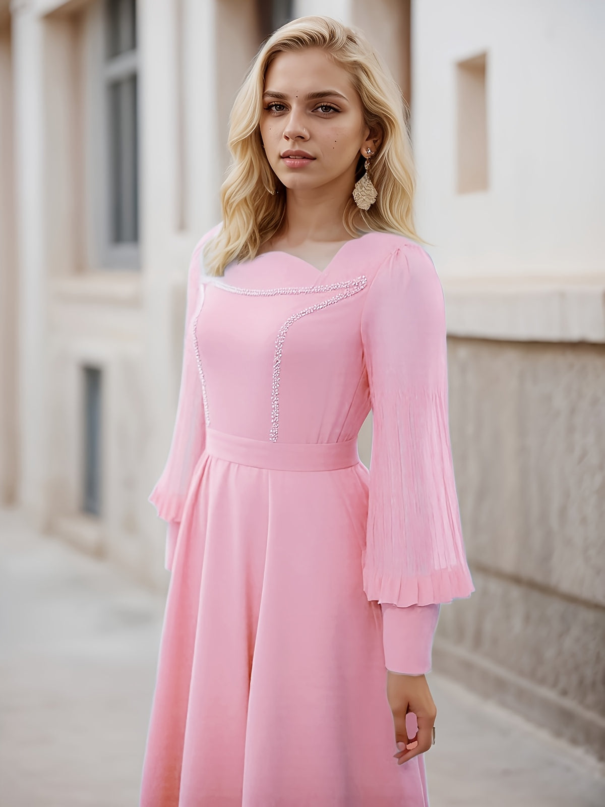 Robe longue élégante en mousseline