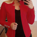 Blazer rouge élégant à manches longues avec boutons décoratifs #Paris