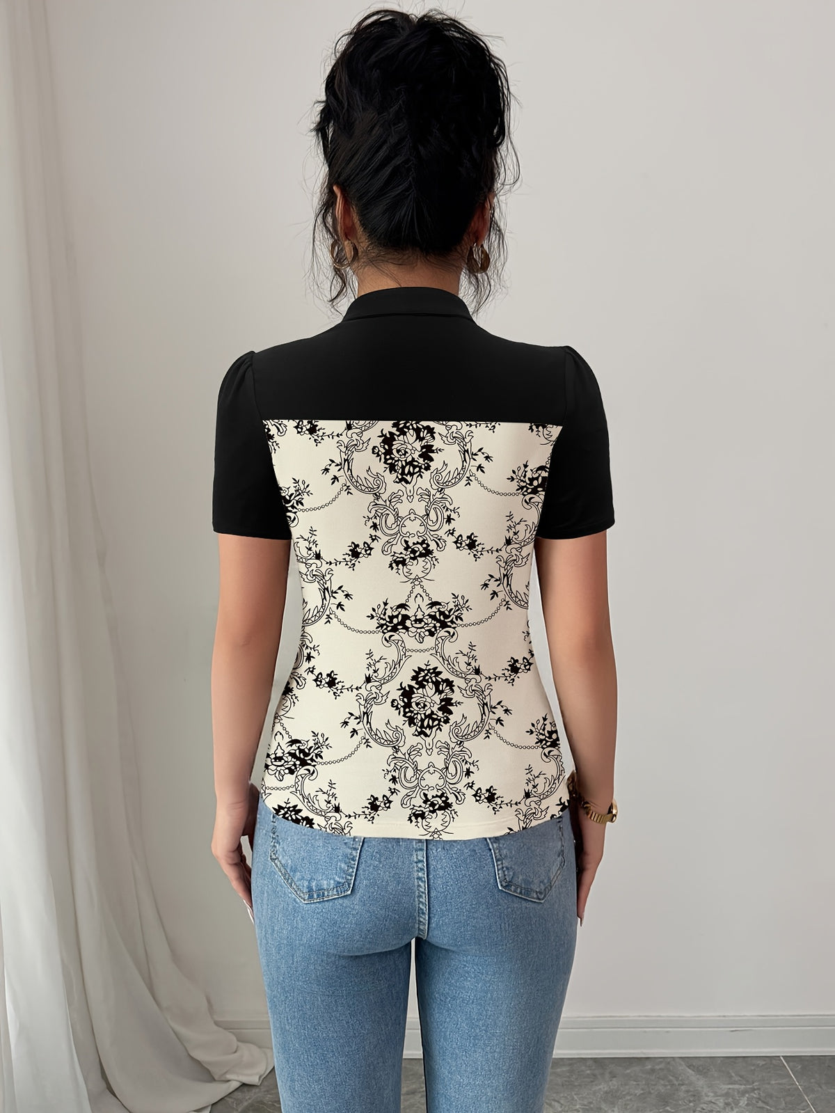 T-shirt femme bicolore noir et blanc #Paris