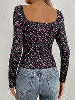Blouse fleurie à encolure carrée pour femme #Paris
