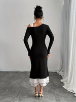 Robe tricotée asymétrique à une épaule avec nœud #Paris