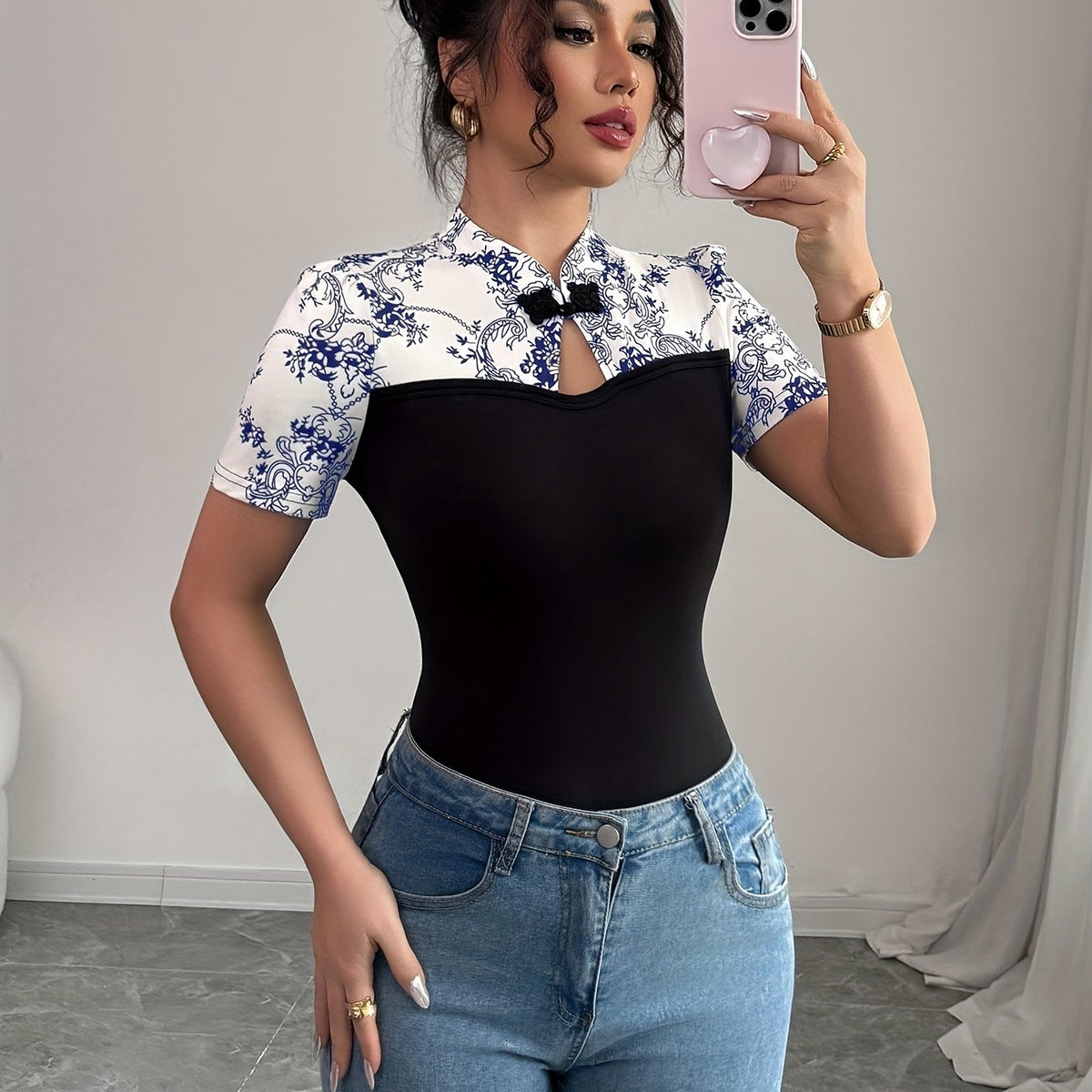 T-shirt femme bicolore noir et blanc #Paris