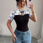 T-shirt femme bicolore noir et blanc #Paris