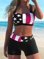 Maillot de bain 2 pièces imprimé drapeau américain