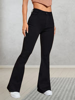 Jeans évasés taille haute noirs chic 