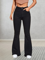 Jeans évasés taille haute noirs chic 