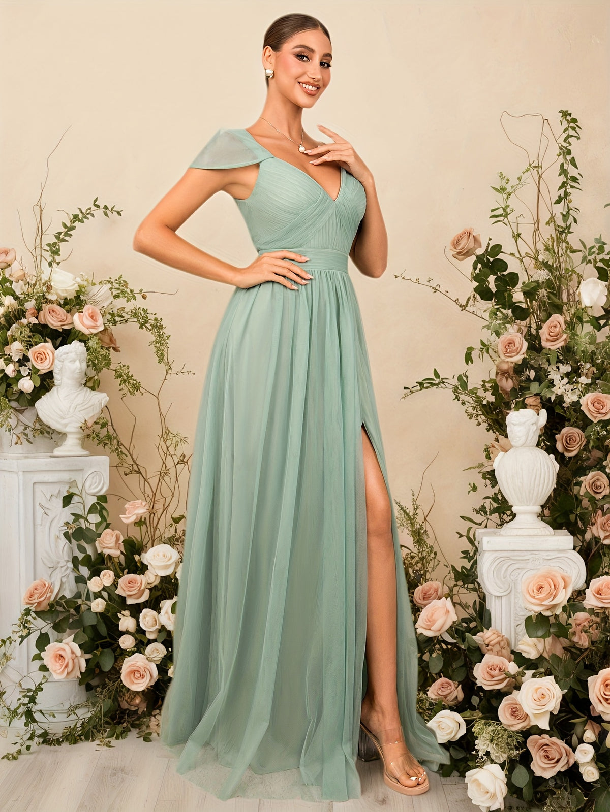 Robe longue de soirée élégante à épaules dénudées