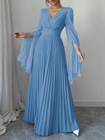 Robe longue élégante à volants et manches bouffantes