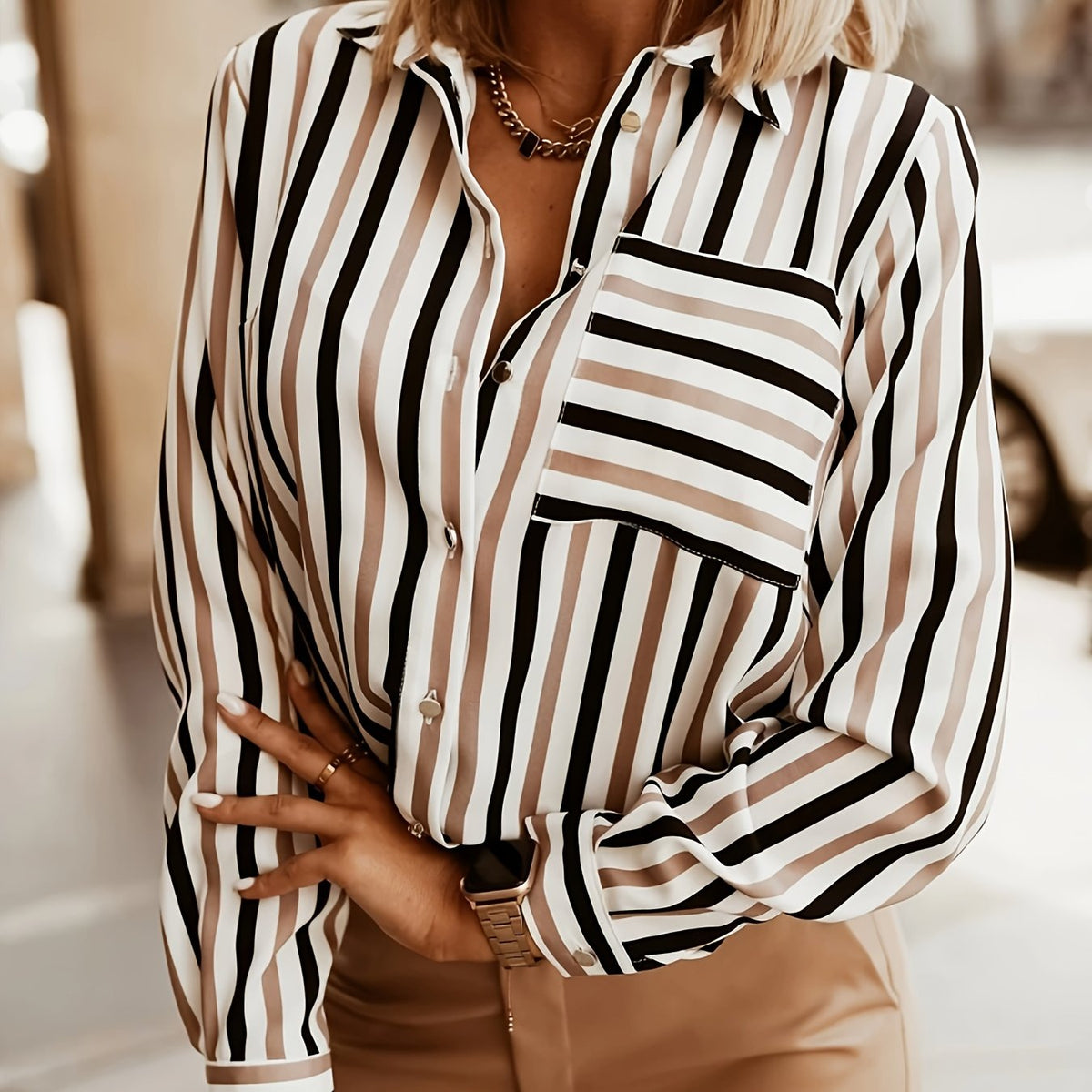 Chemise rayée à col v #Monaco