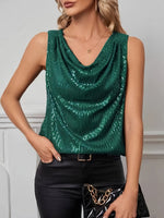 Top à sequins vert en V – l'élégance scintillante pour toutes les occasions