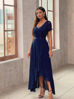 Robe longue élégante à sequins et dentelle