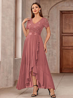 Robe longue élégante à sequins et dentelle