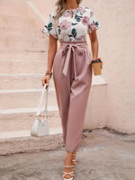 Ensemble élégant pour femme rose & fleurie